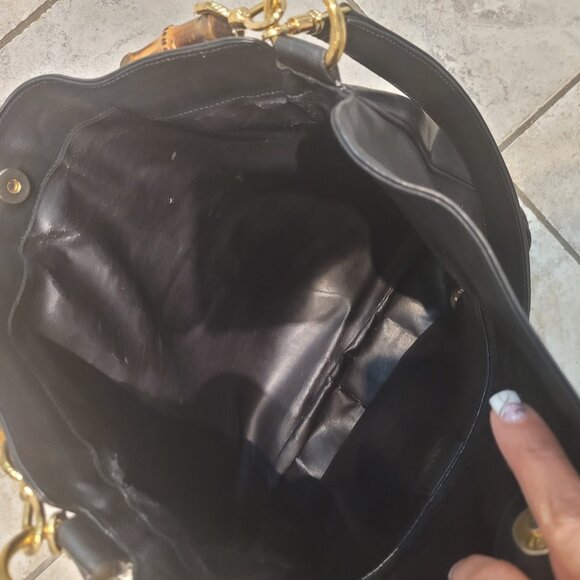 Gucci Bamboo & Leather Ex-Large Very Rare Vintage Bag - Picture 11 of 17